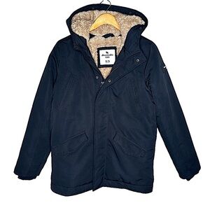 Abercrombie Kids 15/16 Black Faux Fur Lined Hooded Winter Parka Coat